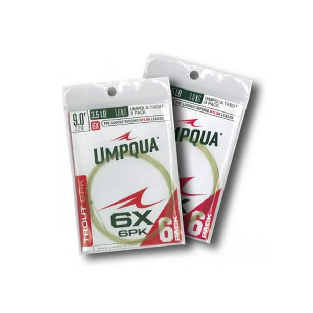 UMPQUA 6 PACK TROUT TAPER 9/' FT 4X 6.0 LB NYLON LOOPED FLY FISHING LEADER
